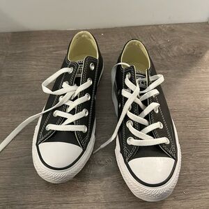Black Leather Converse All Star Low Top Chuck Taylor Sneakers